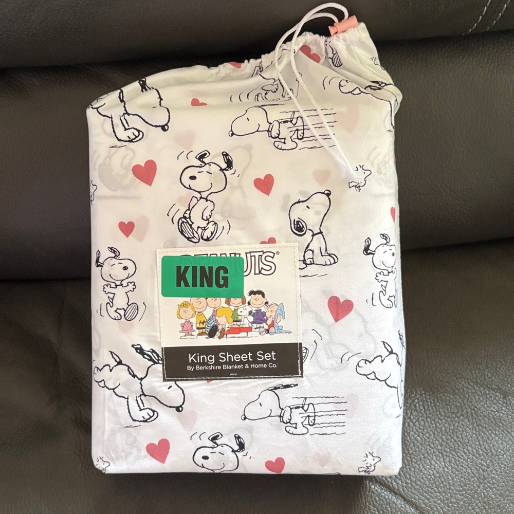 Peanuts snoopy with hearts king sheet set